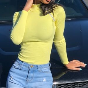 Yellow turtle neck bodysuit